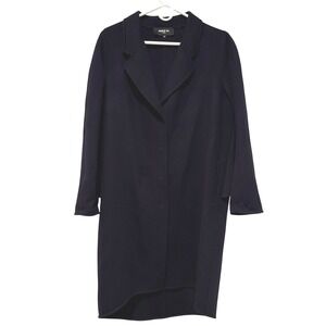 Paule Ka Womens Wool Cashmere Silk Blend Long Coat Navy EU Size 44 Luxury Design